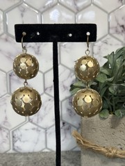 VTG Double Orb Brushed gold-tone drop earrings Chunky