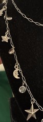 Vintage Silver 36” Celestial Necklace Sun Moon Stars Cupid Bevel Set Crystals