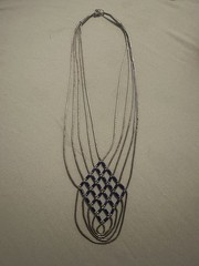 VINTAGE STERLING SILVER LAPIS LACE NECKLACE