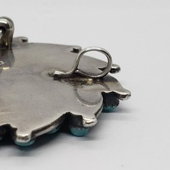 Rare HUBERT JOHNSON Zuni Turquoise Pinwheel Petit Point PENDANT BROOCH 1960s