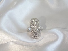 Vintage Sterling Silver 925 CZ Large Antique Style Ring Size 6