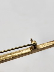 Vtg Sword Saber Brooch Dress Coat Kilt Pin Gold Tone AB Blue Rhinestone 3.5 In