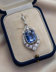 12.7Ct Art Deco Style Lab Created Diamond Rare Ceylon 14K White Gold FN Pendant