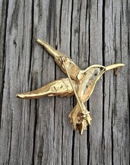 Ruby Hummingbird Brooch Evan St. Claire Vtg Estate Jewelry