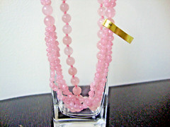 VINTAGE HANDMADE IRREGULAR ROSE QUARTZ 8mm ROSE QUARTZ 29″ ENDLESS BEAD NECKLACE