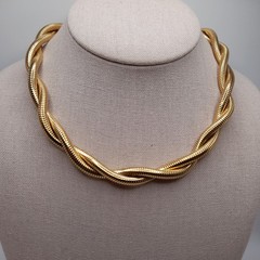 Vintage MONET Gold Snake Chain Choker Necklace Twisted Double Strand