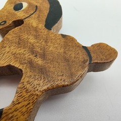 Vintage Horse Brooch Handmade Wooden Western Folk Art Pony Equestrian Zodiac