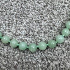 Vintage Green Jade Knotted 8mm Bead Necklace 25″