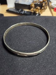 Mexico 925 Sterling Silver Fish Star Stamped Bangle Bracelet 8.25″ 16.77g