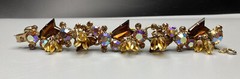 JULIANA D&E Book Piece Givre Cha Cha Dangle Arrow Rhinestone 5 Link Bracelet VTG