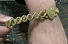 American Queen Pitman & Keeler Gold Filled Expandable Engraved Heart Bracelet