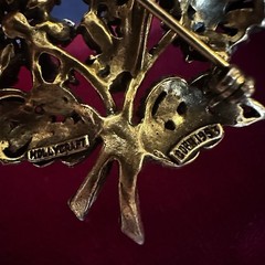 Vintage Hollycraft Corp 1953 Blue Rhinestone Brooch 2.5” Signed