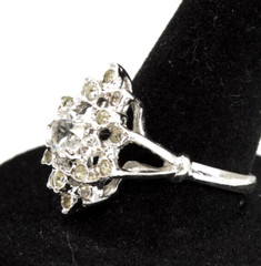 Vintage Ring 1980s Uncas Mfg Co. CZ Cocktail Ring Size 9.5 Retro Glamour Jewelry