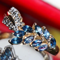 10k yellow gold size 8 ring 1.00ct natural, treated sapphire diamond 2.5g N3087I