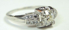 Antique Art Deco European Diamond Engagement Ring Platinum Ring EGL USA