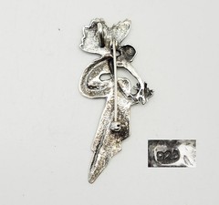 Vintage sterling silver Fairy winged butterfly woman pin pendant