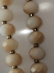 #2073, CHRYSANTHEMUM FOSSIL CORAL VINTAGE RARE NECKLACE 56″IN, GOLD PLATED