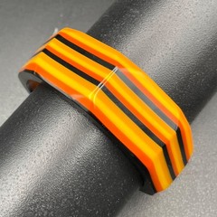 Vintage Laminated Lucite Octagonal Bangle Bracelet Orange Yellow Black Wide