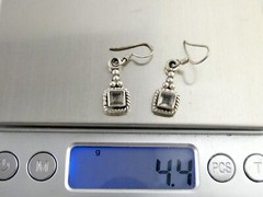 Sterling Silver Square Cut Quartz Dangling Earrings 925 4.4g 1.25 Inches Length