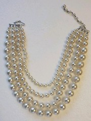 Vintage Japan 4 strand knotted faux PEARLS (glass core) choker length Necklace