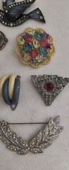 Vintage & Antique Deco Brooch Variety Craft Lot Pot Metal Celluloid Rhinestone