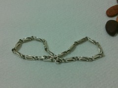 VTG 950 Sterling Silver Anchor Mariner Dbl Linked Chain Tennis Bracelet 8 1/8″