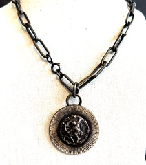 Vintage Unisex Sarah Coventry Zodiac Sign Sagittarius Pewter Pendant Necklace