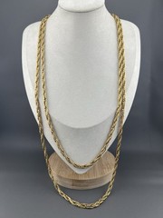 Vintage Monet Necklace Gold Tone Thick Elongated Link Rope Chain Signed 54”