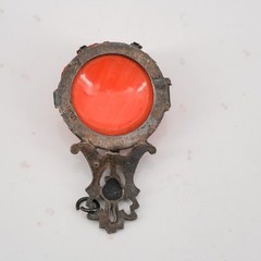 3.9g Czech Art Deco Coral Glass Floral Marcasite 925 Sterling Pendant 1.25in