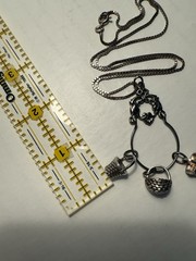 Vintage Sterling Silver Charm Holder with 3 Baskets on Box Chain