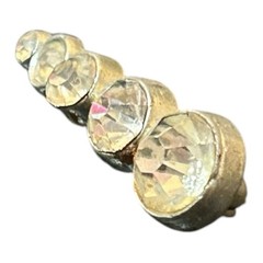 Vintage Graduated Clear Rhinestone Bar Brooch Silver Tone 1.25in