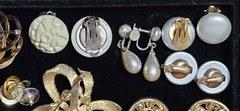 Goldtone Faux Pearl Jewelry Lot Trifari Japan Signed Pieces Brooch Earrings E30