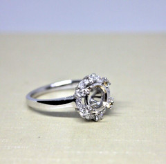 Art Deco 1-3.00ct Engagement Setting 18k White Gold 4g. Hey-Low 0.50ct Size 6.75