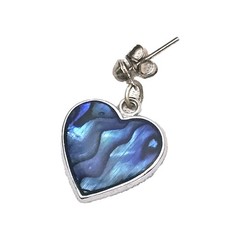 Vintage Paua Shell Heart Shaped Dangle Drop Earrings For Pierced Ears | 5/8″