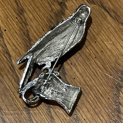 VTG Signed TORTOLANI SILVER Tone FALCON Hawk FALCONRY Pin BROOCH