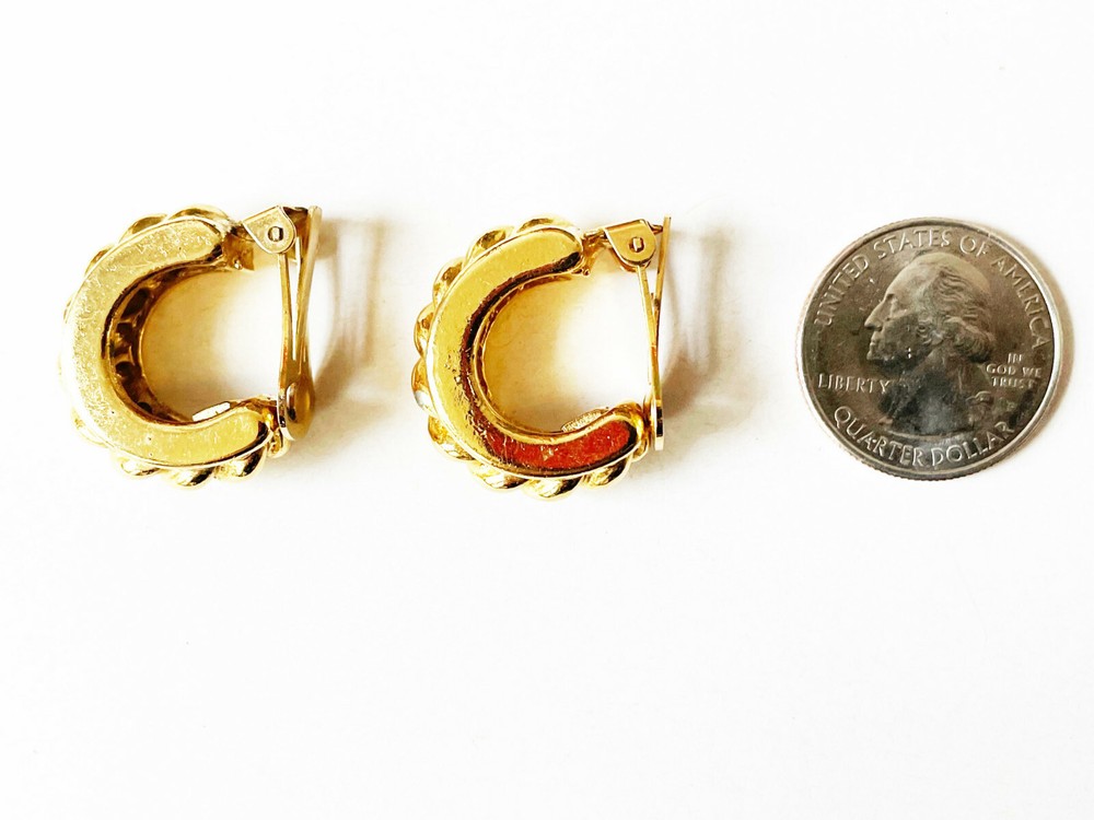 AGATHA PARIS Clip-On Earrings Gold-Tone Rope Twist Demi-Hoop Vintage Signed