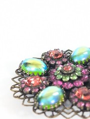 Liz Palacios Pink And Green Watermelon Rhinestone Brooch Pin Vintage
