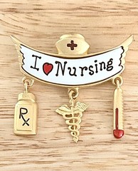 Vintage Tona Nursing Nurse brooch pin, hanging charms.