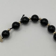 Vintage Black Onyx Beaded Necklace 14k Gold Clasp 18” As Is Restring