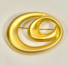 Vintage Large Gold Tone Sculptural Spiral Statement Brooch