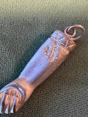 Vintage 1.25″ Stamped H G Sterling Silver Fist Thumb Pendant 6g