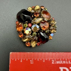 Vintage 1950s WEISS Root Beer Aurora Borealis Pronged Rhinestone Brooch Jewelry
