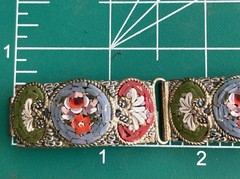 Mosaic Bracelet Vintage Italian Micro Tile Red Blue Green Flower 7.5″