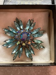 judy lee brooch earring set – Blue & Teal Stones