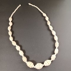 Vintage Off White Plastic Faux Bone Necklace 30in