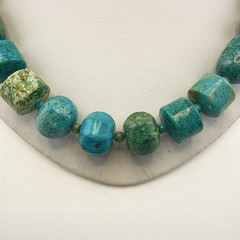 Jay King Necklace Turquoise Blue Carved Graduated Chunky Sterling Silver 925