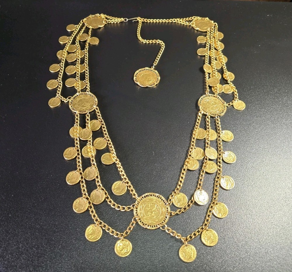 Vintage Mid-Century Victorian Revival Coin Necklace