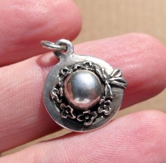 Vintage Designer WW Sterling Silver Flower Hat Charm or Pendant 925 3.3g .75 In