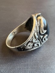 925 Sterling Silver Ring Black Zircon Ring Handcrafted Silver Ring Size 9.5 US