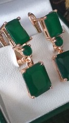 Vintage 1990-s 14 Ct Rolled Gold Emerald Earrings-Hallmarked 585 RG